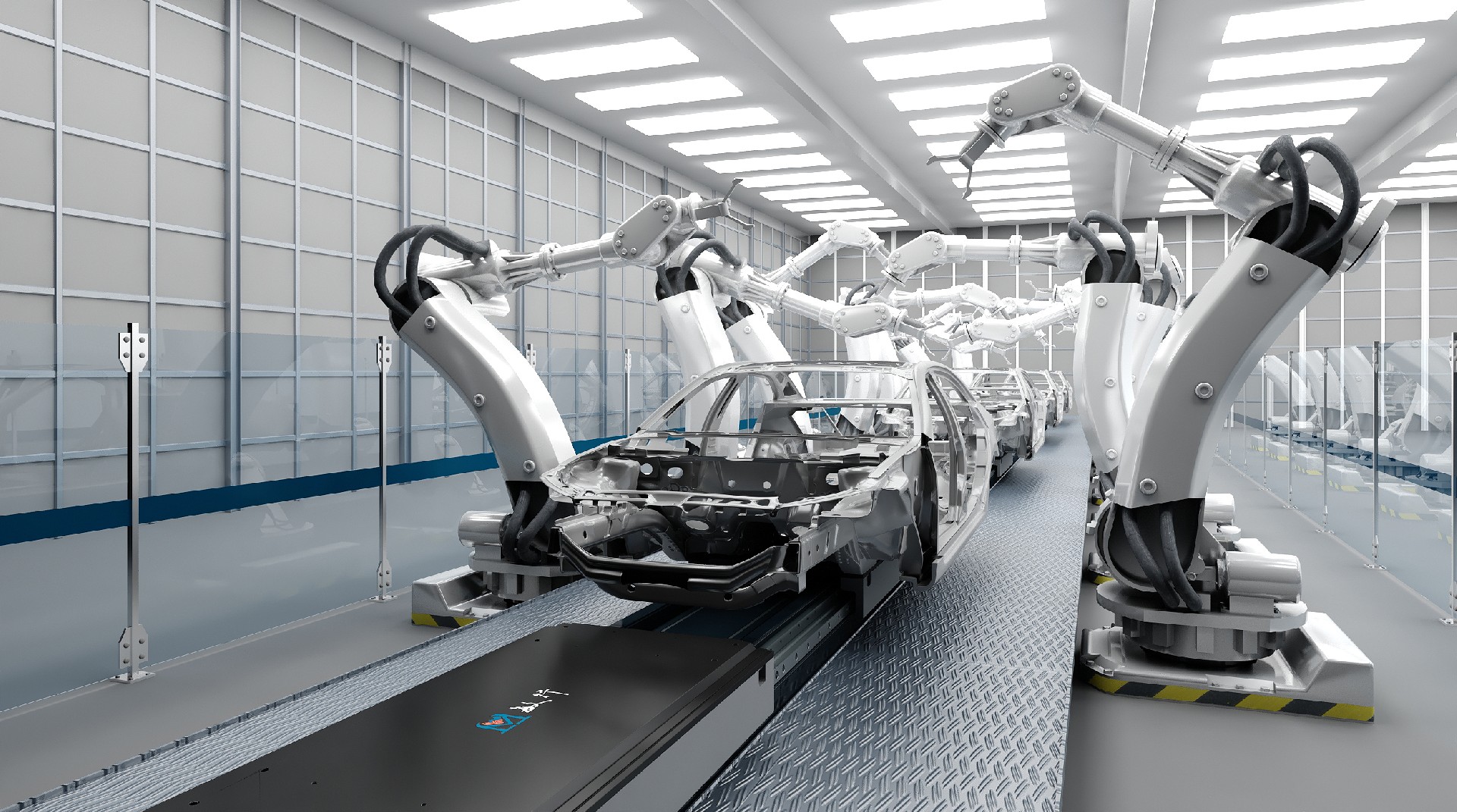 The magnetic levitation conveying line improves the flexibility and efficiency of automobile product